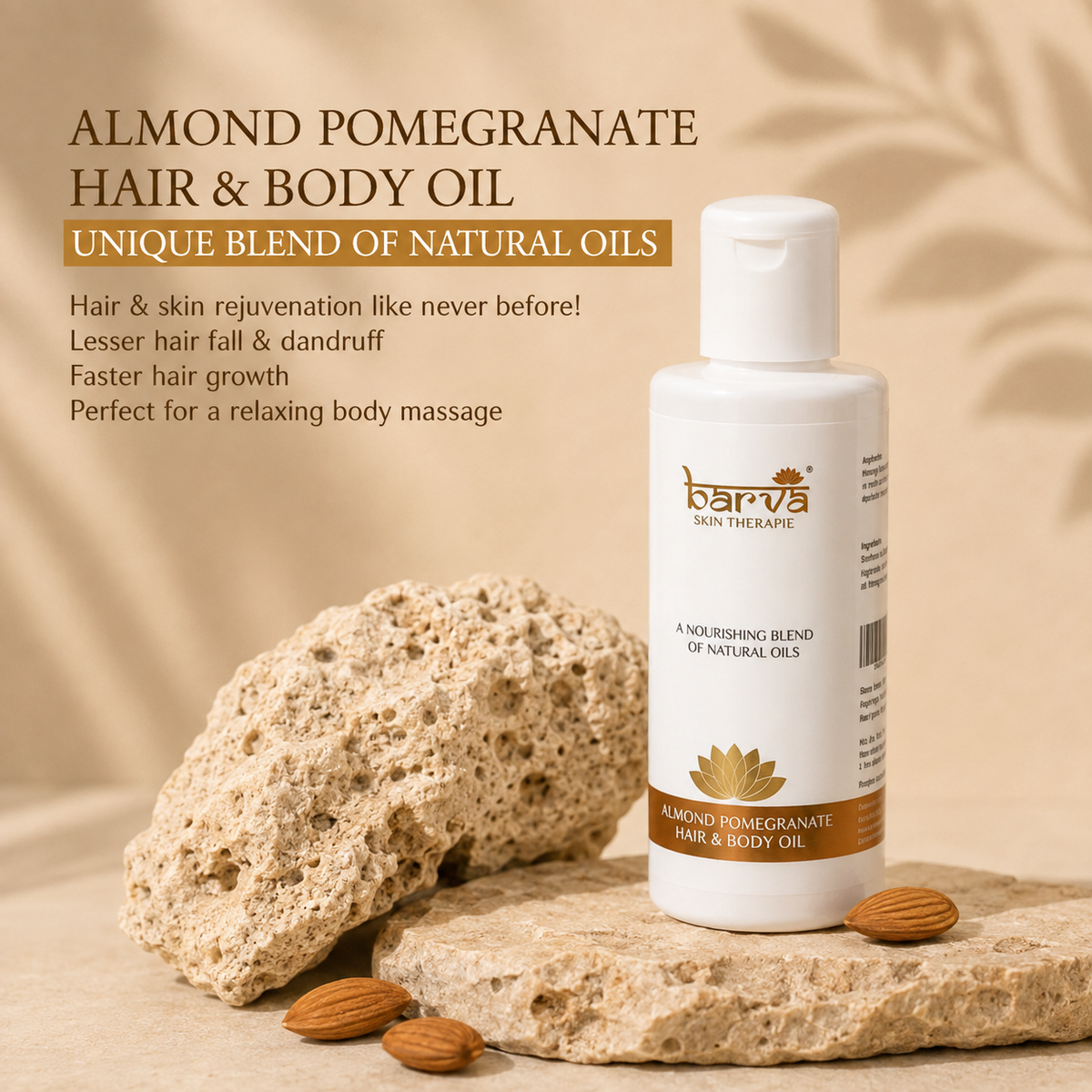 Almond Pomegranate Hair & Body Massage Oil with Vitamin E