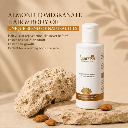 Almond Pomegranate Hair & Body Massage Oil with Vitamin E