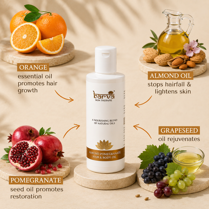 Almond Pomegranate Hair & Body Massage Oil with Vitamin E