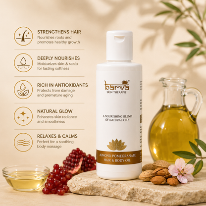 Almond Pomegranate Hair & Body Massage Oil with Vitamin E